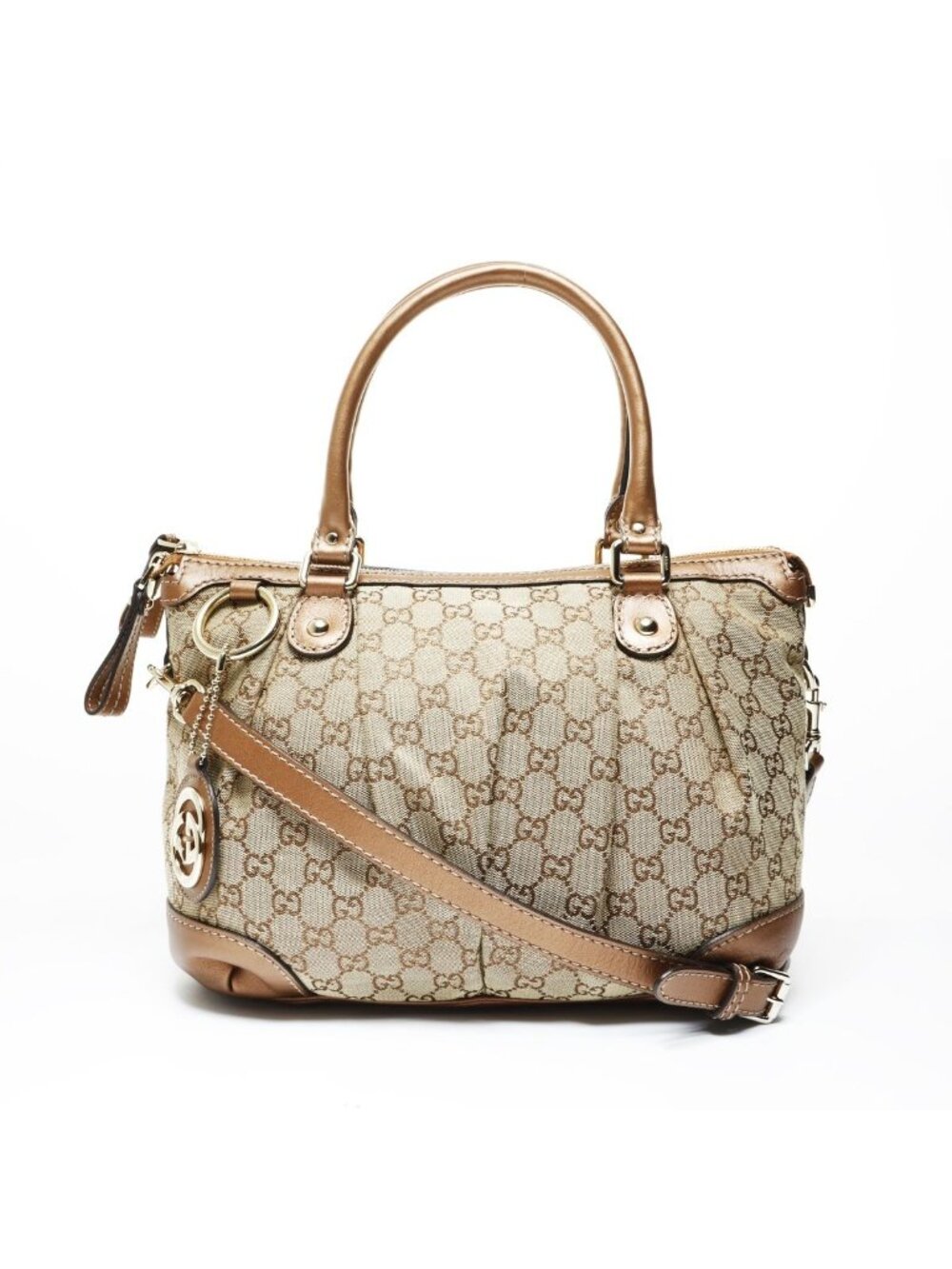 Gucci Shoulder Bag GG Canvas Ski 2-Way Lame